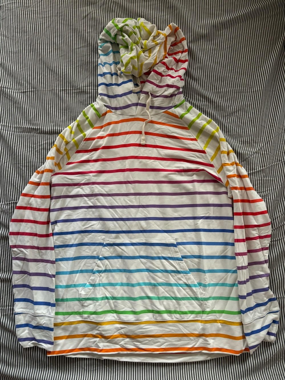 Women's Stripe & Stare Lightweight Rainbow Stripe Hooded Sweatshirt